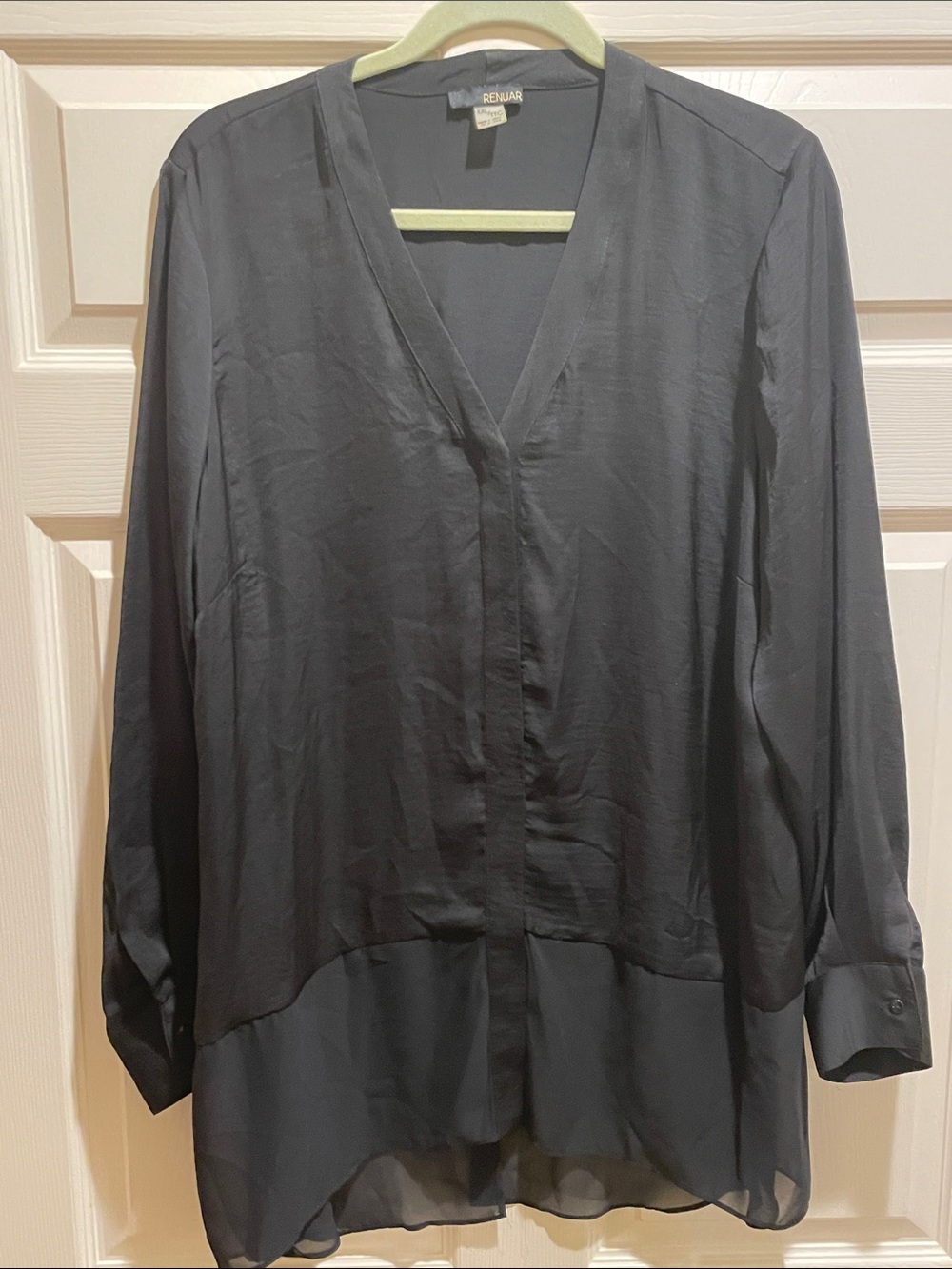 Renuar Black V-Neck Long Sleeve Blouse XXL